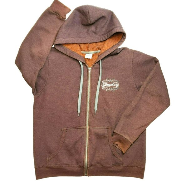 Gildan Heavy Blend Size M Rust Color Hoodie Gettysburg Embroidery Pouch Pockets - Picture 1 of 11